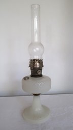 Vintage Aladdin Model C Oil Lamp, White Moonstone Diamond Quilt