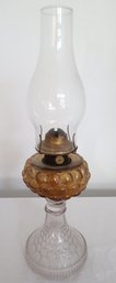 P&A Mfg Co Thomaston Eagle Glass Pedestal Oil Lamp Amber & Clear