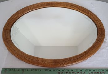 Oval Oak Wall Mirror With Etching