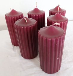 6 Burgundy Pillar Candles