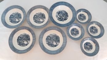 Currier & Ives Small Bowls & Serving Bowl