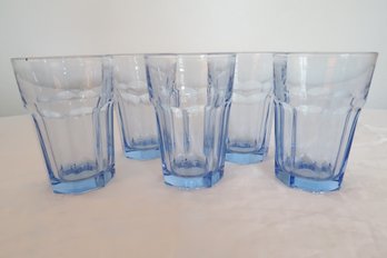 Set Of 5 Light Blue Libby Glasses