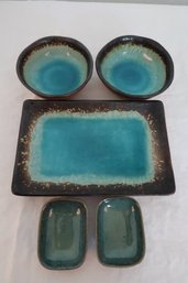Set Of Small Crackle Glaze Dipping Dishes