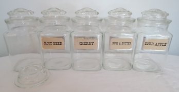 Set Of 5 Vintage Candy Jars