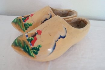 Painted Dutch Wooden Clogs Shoes Size 6