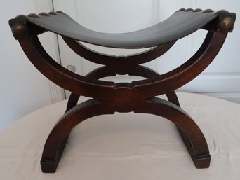 Vintage Leather Campaign Stool Saddle Seat Horse Bench