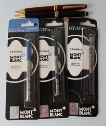 Two Mont Blanc Meisterstuck Gold-Coated Ballpoint Pens With Refills