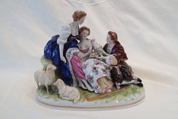 Scheibe-Alsbach Kister Germany Porcelain Figurine - Trio With Sheep