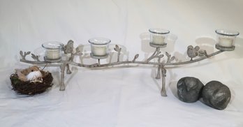 Metal Votive Candle Holder And Other Bird Decor