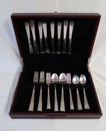 Cambridge Brushed Stainless Steel Flatware Set In Wood Box