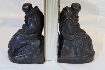 Bronze Rosary Praying Monk Bookends
