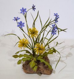 Metal Floral Art Sculpture By Charles Allen - Dandelion & Blue Eyed Susan