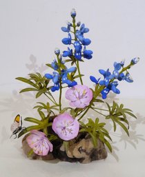 Metal Floral Art Sculpture By Charles Allen - Blue Bonnets & Evening Primrose
