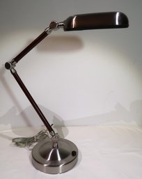 Wood And Brushed Stainless Steel Adjustable Desk Lamp