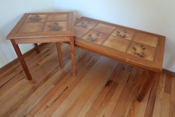 Danish Teak Tile Top Coffee Table And Accent Table