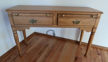 Oak Console Sofa Table With Drawers