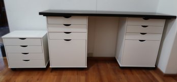 Modular White Laminate Office Furniture Desk & Drawers
