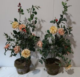 Set Of 2 Artificial Rose Bushes