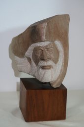 Carved Stone Bust Of Bearded Man - Ron Schroder