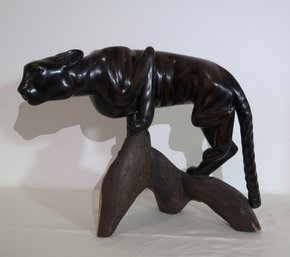 Sonoran Desert Ironwood Sculpture Of Mountain Lion / Cougar / Puma