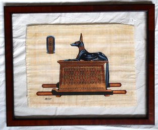 Egyptian Painting On Papyrus 'anubis'
