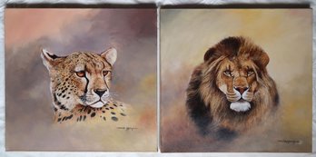 Daniel Njaroge Original Paintings Cheetah And Lion