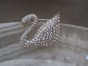 Swarovski Crystal Swan Brooch Pin