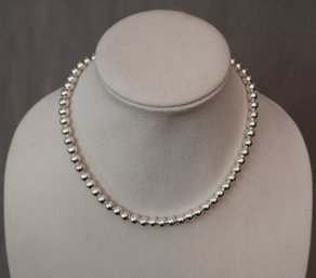 Ralph Lauren RL Silver Tone Ball Bead Necklace Toggle Closure 18'