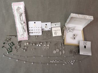 Large Lot Of Sparkle Costume Earrings And More