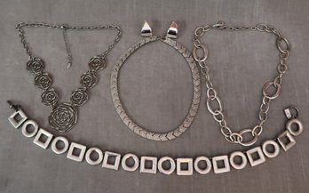 Silver Tone Chunky Necklaces Mixed Lot