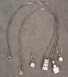 Ross Simons Sterling Silver 925 CZ Necklaces And Earrings