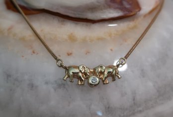 14K Gold Elephant Necklace 18'