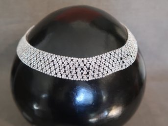 Crystal Collar Necklace With Ball Earrings