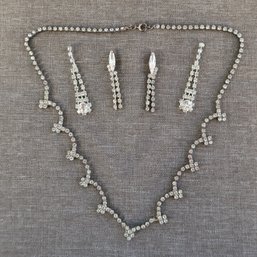 Vintage Rhinestone Necklace & Earring Set