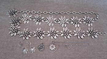 Edelweiss Motif Belt, Earrings, Necklace