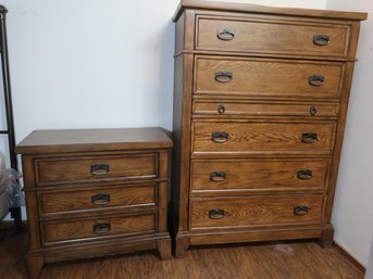 Matching Wood Dresser And Nightstand