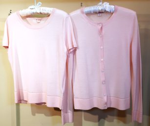 Brooks Brothers Pink Twinset Women's Medium Merino Wool