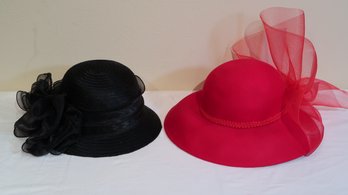 Two Fancy Hats - Red And Black