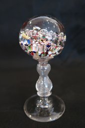 Antique Art Glass Footed Pedestal Paperweight-19th Century