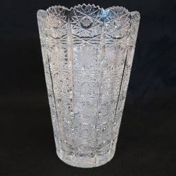 Bohemian Czech Crystal 8' Tall Vase Hand Cut Queen Lace