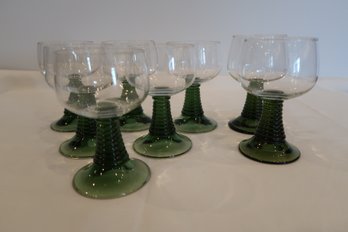 8 VTG Green Stem Wine Glass Schott-Zwiesel Romans German