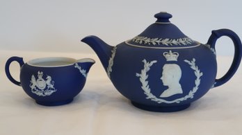 Rare Wedgwood Jasperware 'King' Edward VIII Coronation Tea Pot & Creamer Circa 1937.