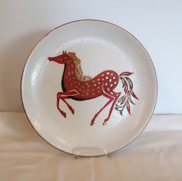 MCM Abstract Horse Plate Signed Italy Vintage Art Pottery Zaccagnini Bitossi ALCO