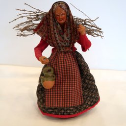 French Santon 9' Terracotta Clay Doll Signed Simone Jouglas Depose Fisher