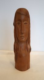 Wood Carving Woman's Head