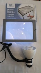 Tabletop Hands-free LED Page Magnifier & Clip Lamp