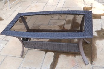 Woven & Glass Patio Coffee Table