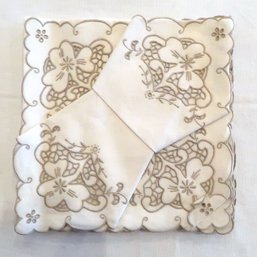 Vintage Linen Tea Napkins Madeira Hand Embroidery