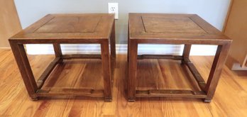 Set Of Two Solid Wood Square Accent Tables