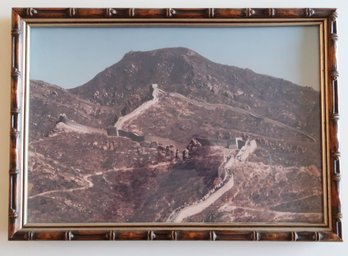 Great Wall Of China Photo With Bamboo Style Frame